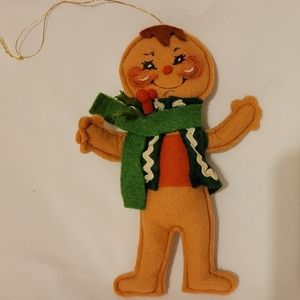 Vintage 1994 Annalee 5½" Gingerbread Man Ornament w/ Green Vest and Scarf